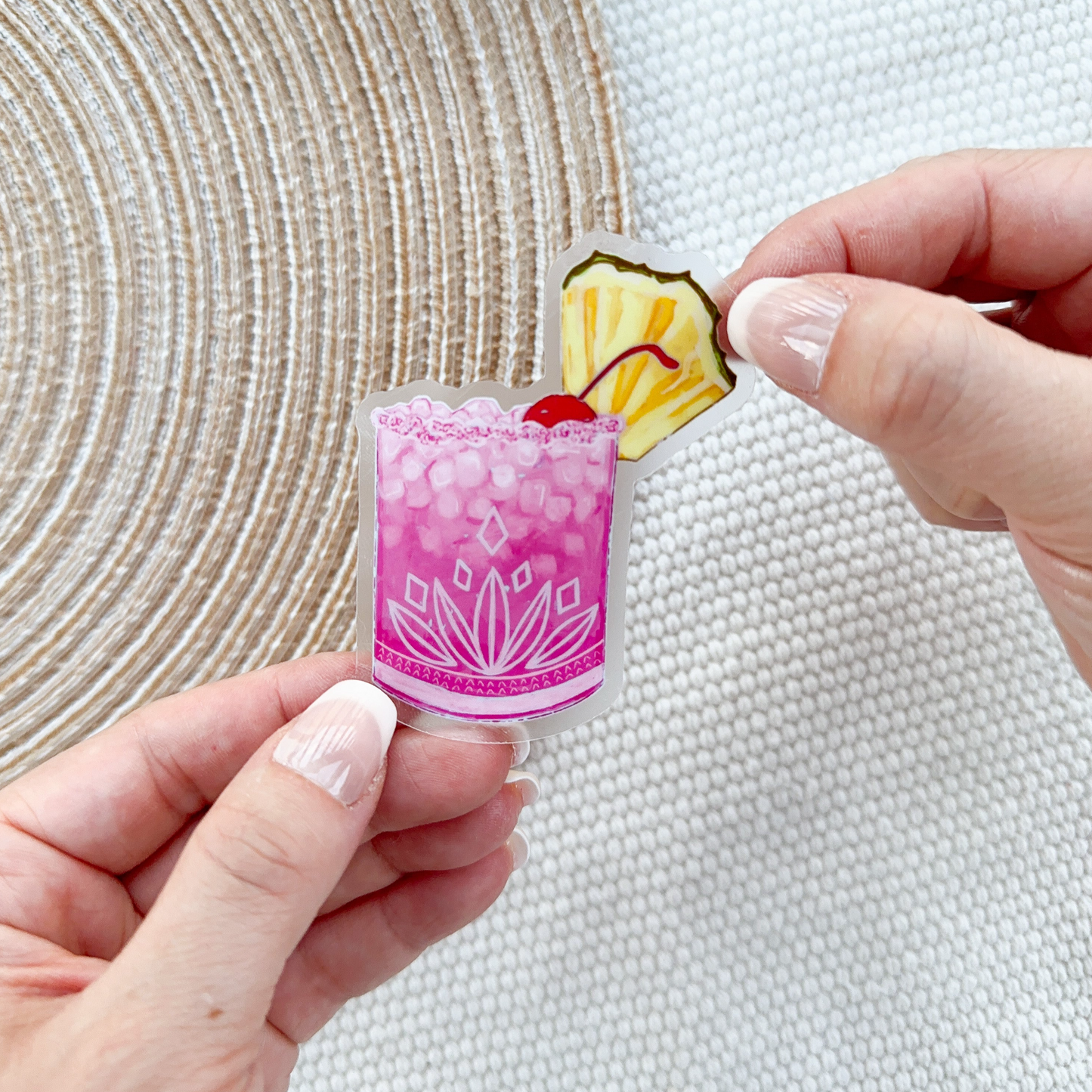 Pink Pineapple Cocktail Waterproof Sticker