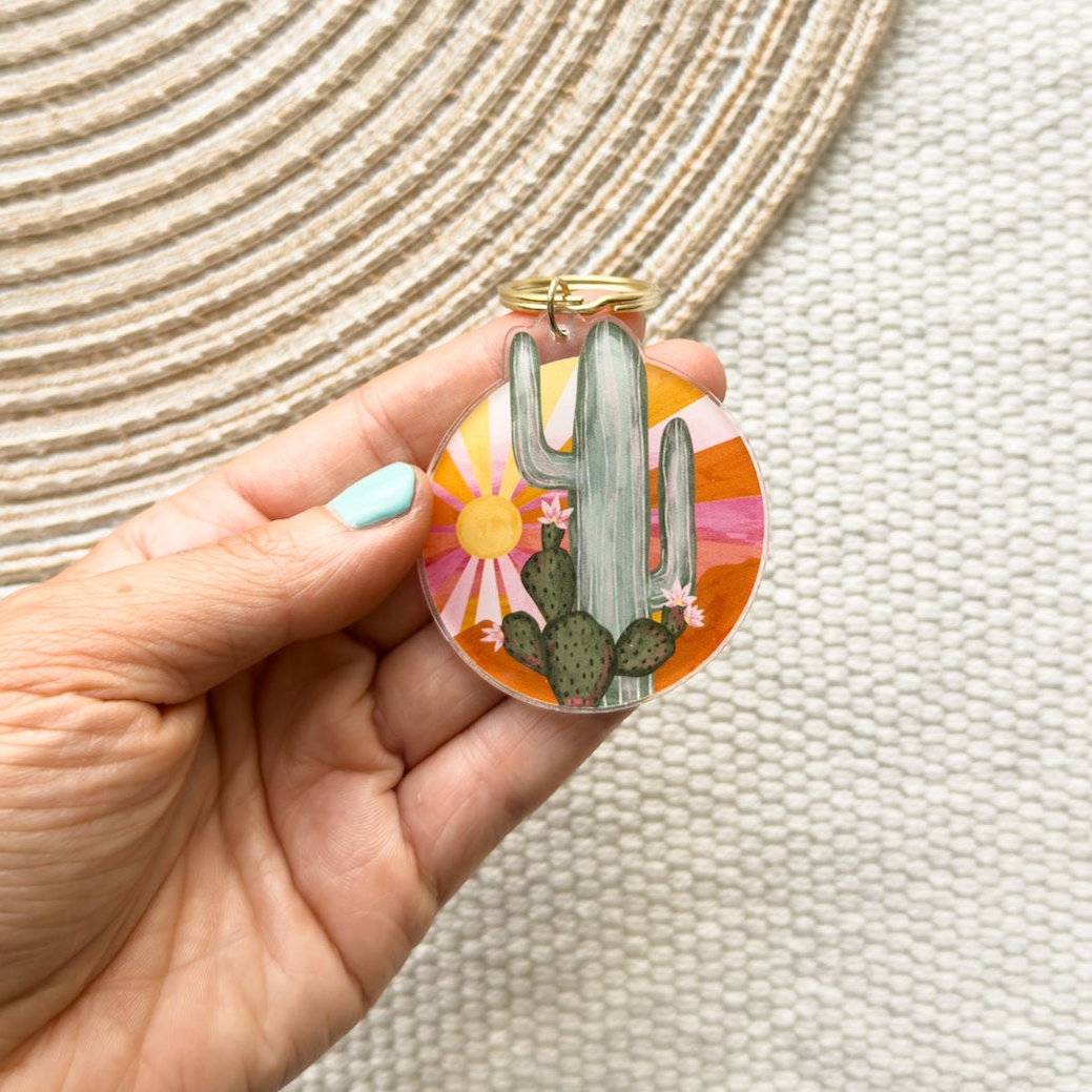 Western Cactus Keychain