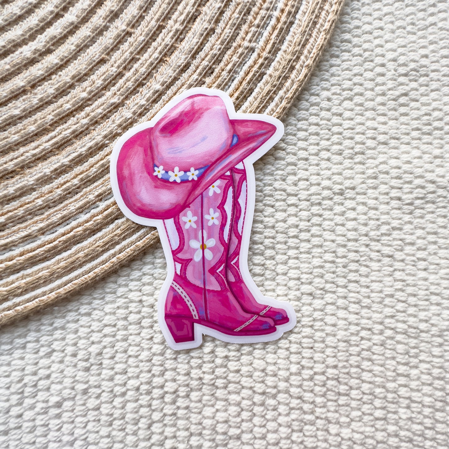 Pink Cowgirl Boots Waterproof Sticker
