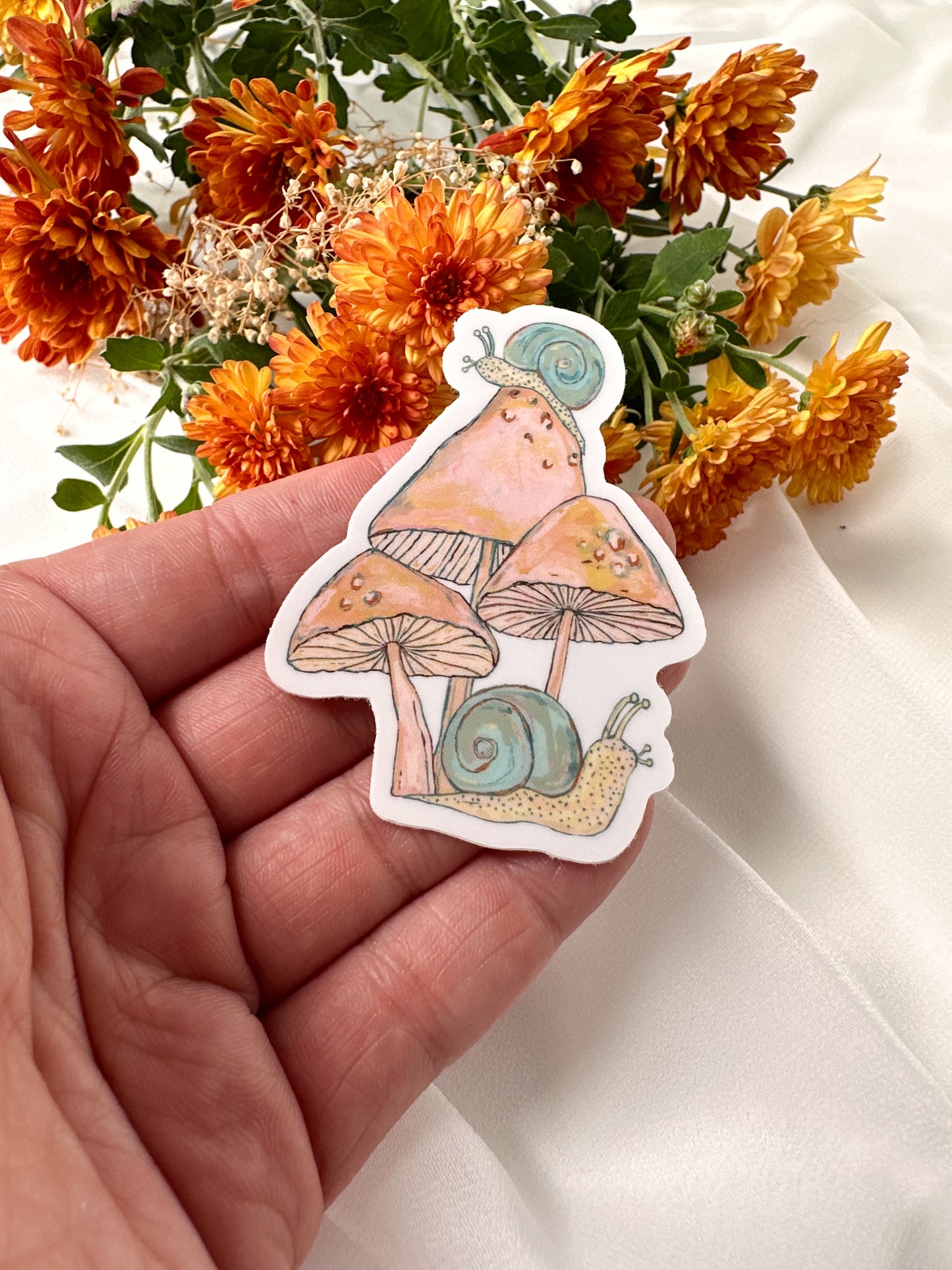 Mushrooms and Snails Waterproof Sticker