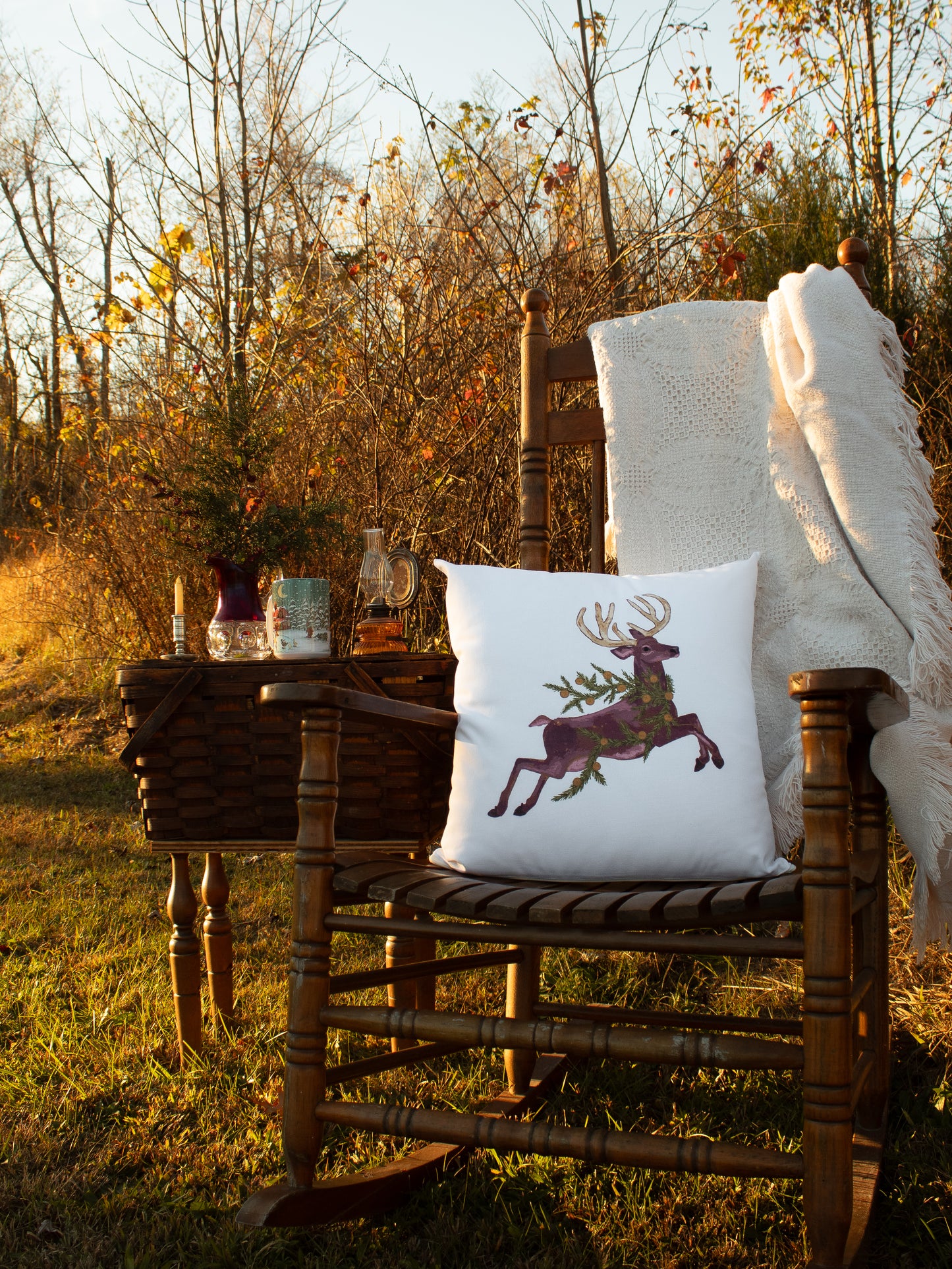 Woodland Reindeer Holiday Pillow Case