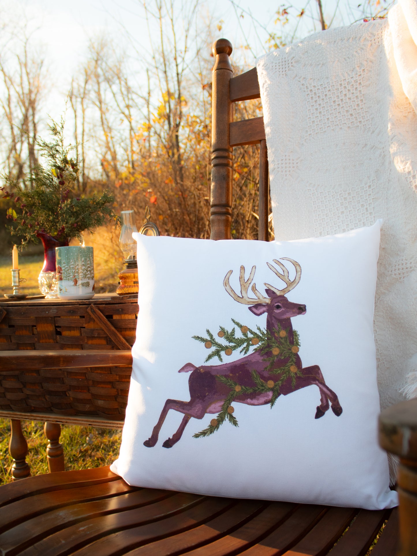 Woodland Reindeer Holiday Pillow Case