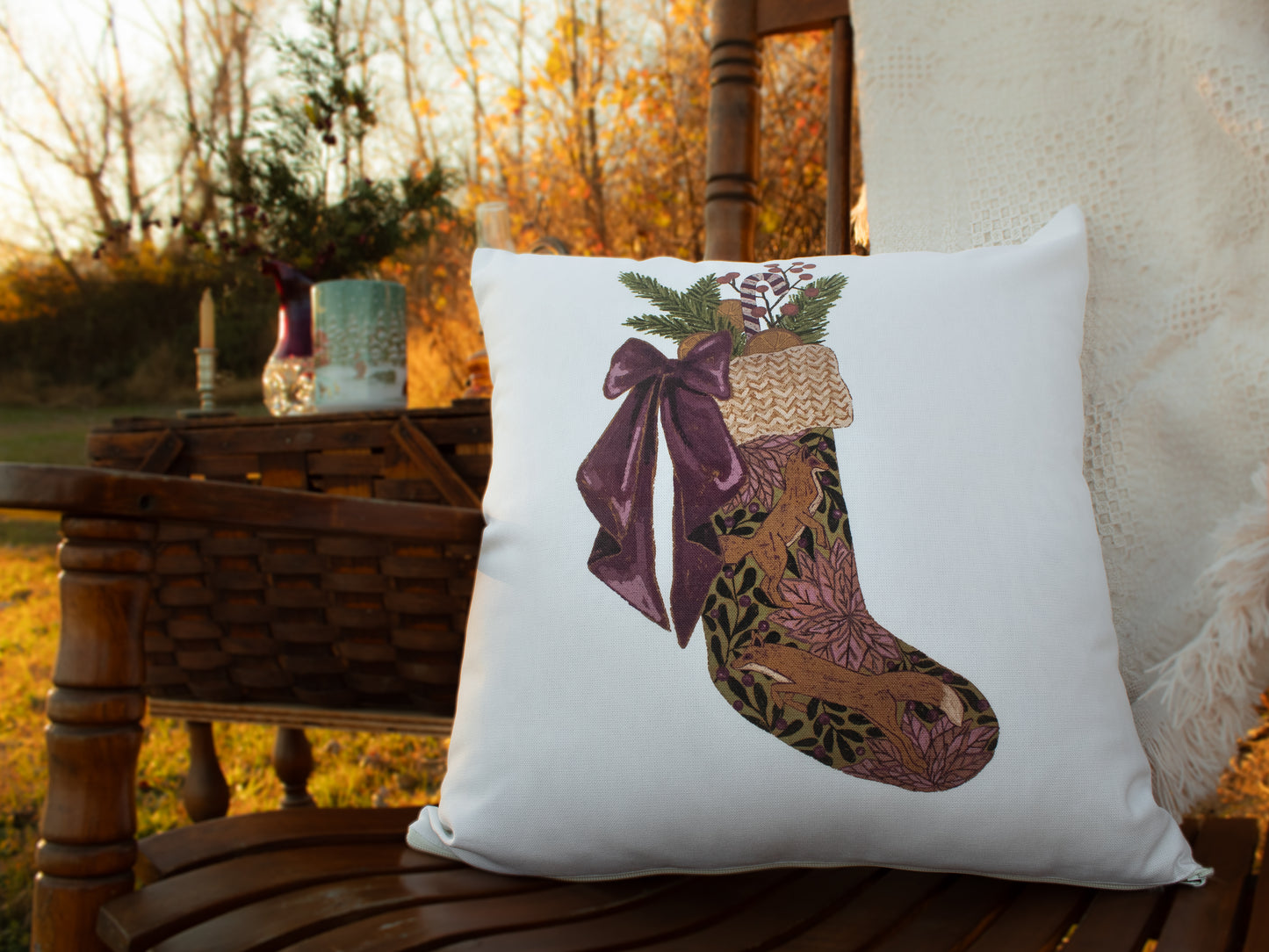 Woodland Holiday Stocking Pillow Case
