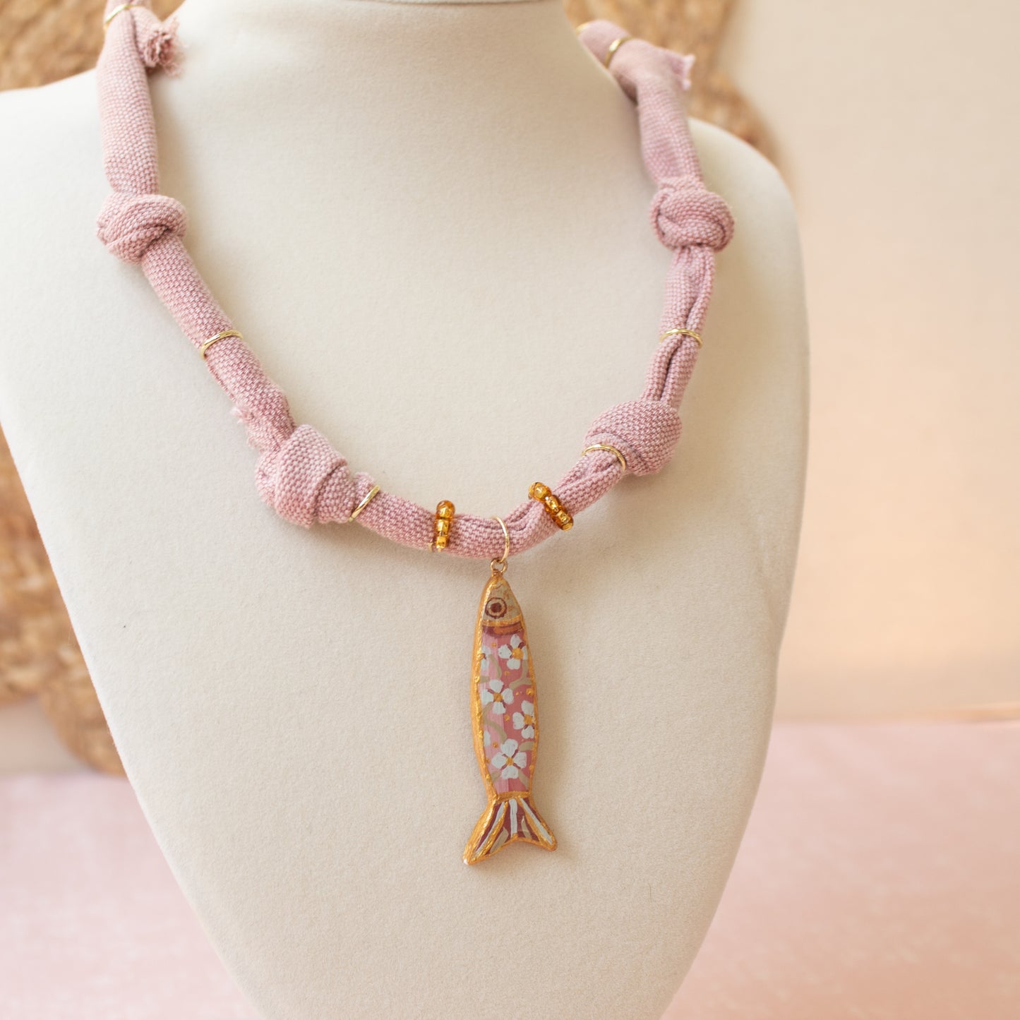 Pink Floral Sardine Bandana Necklace