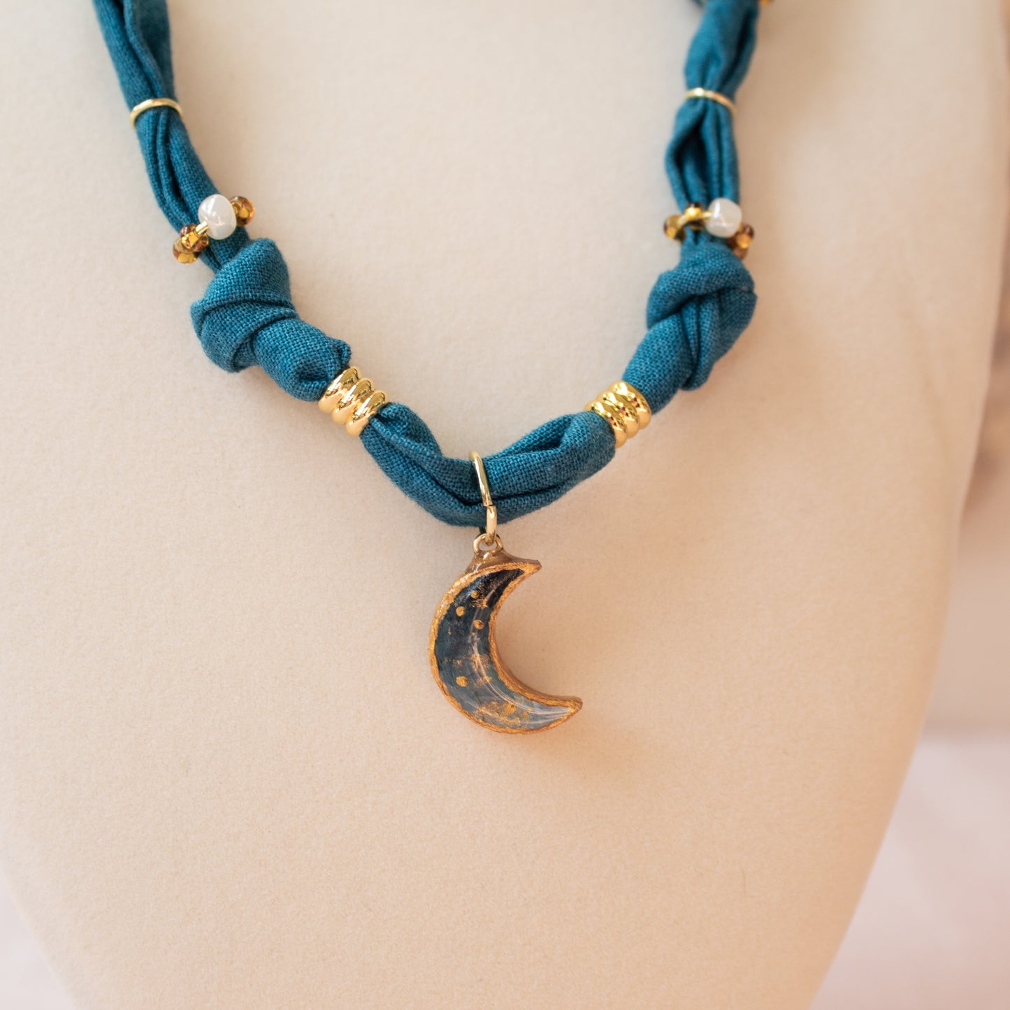 Teal Moon Bandana Necklace