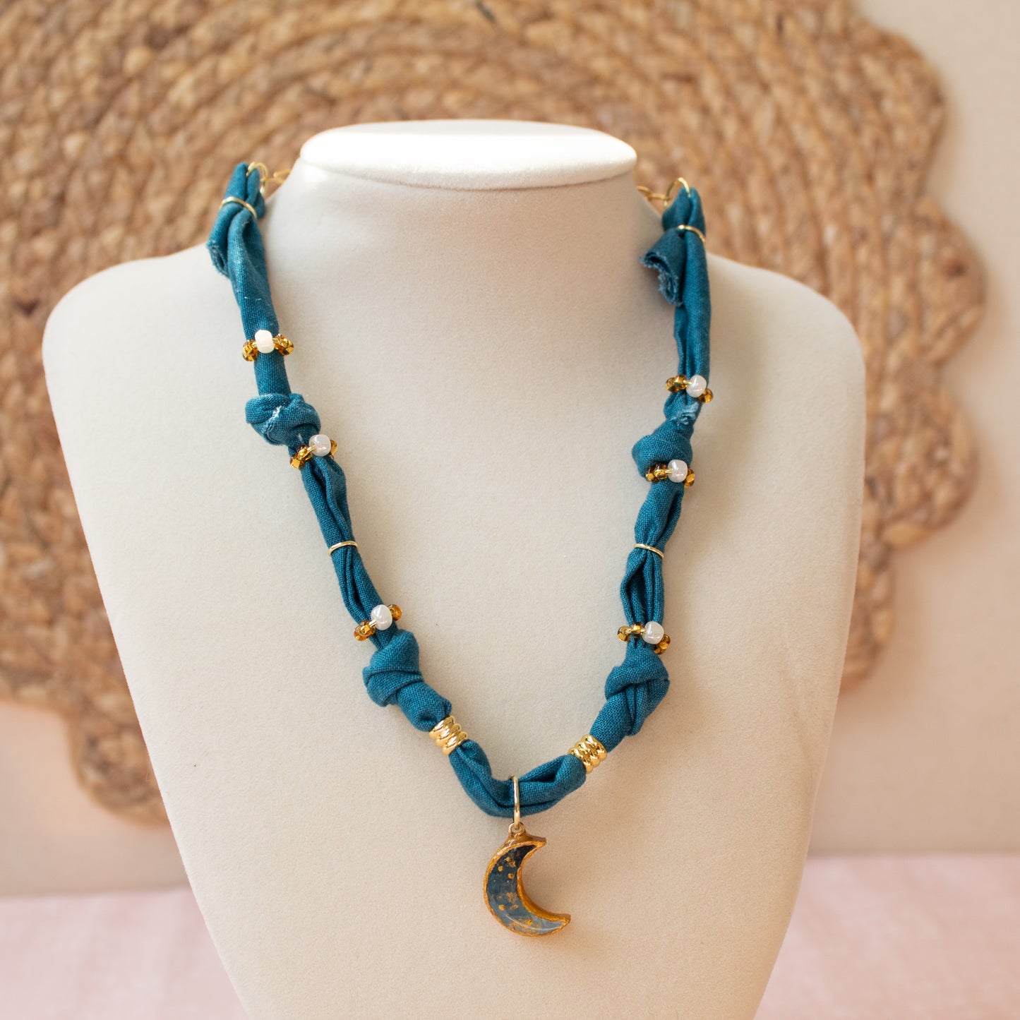 Teal Moon Bandana Necklace
