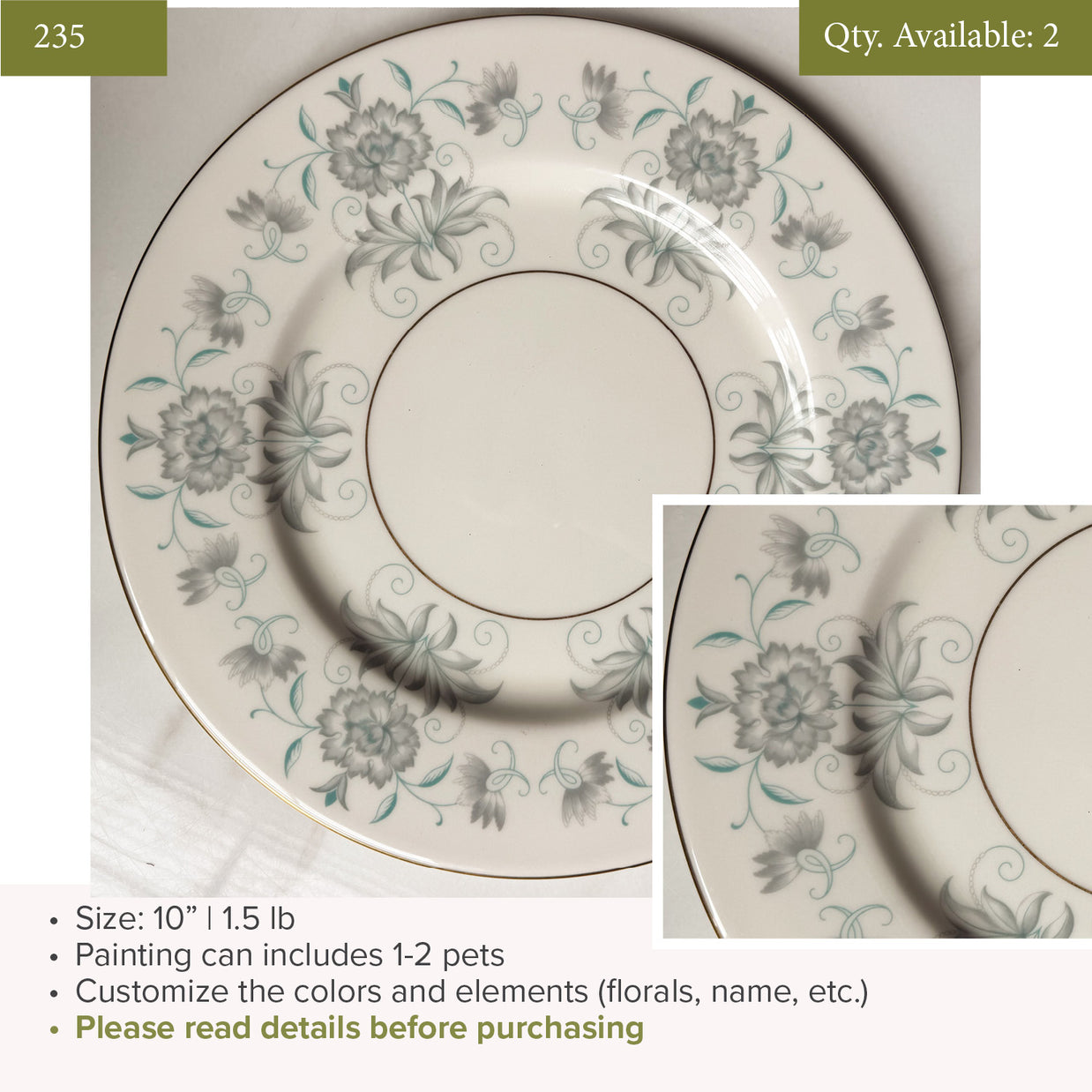 Plate 235 | 10" | Fits 1-2 Pets | 2 available