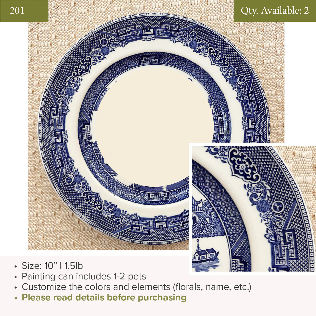 Plate 201 | 10" | Fits 1-2 Pets | 2 available