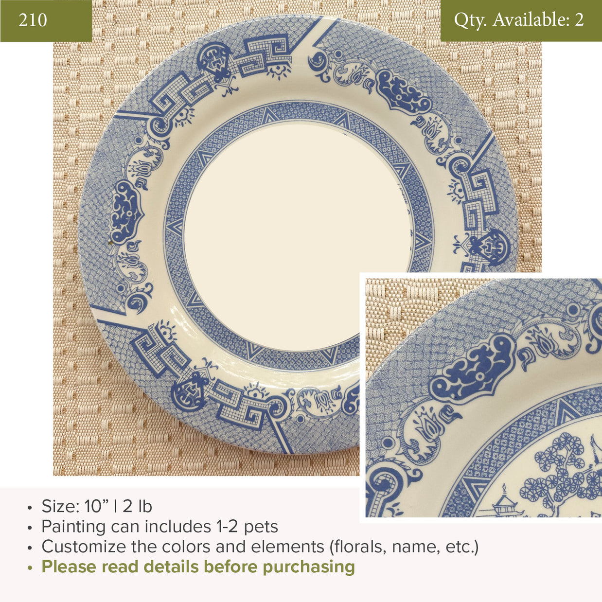 Plate 210 | 10" | Fits 1-2 Pets | 2 available