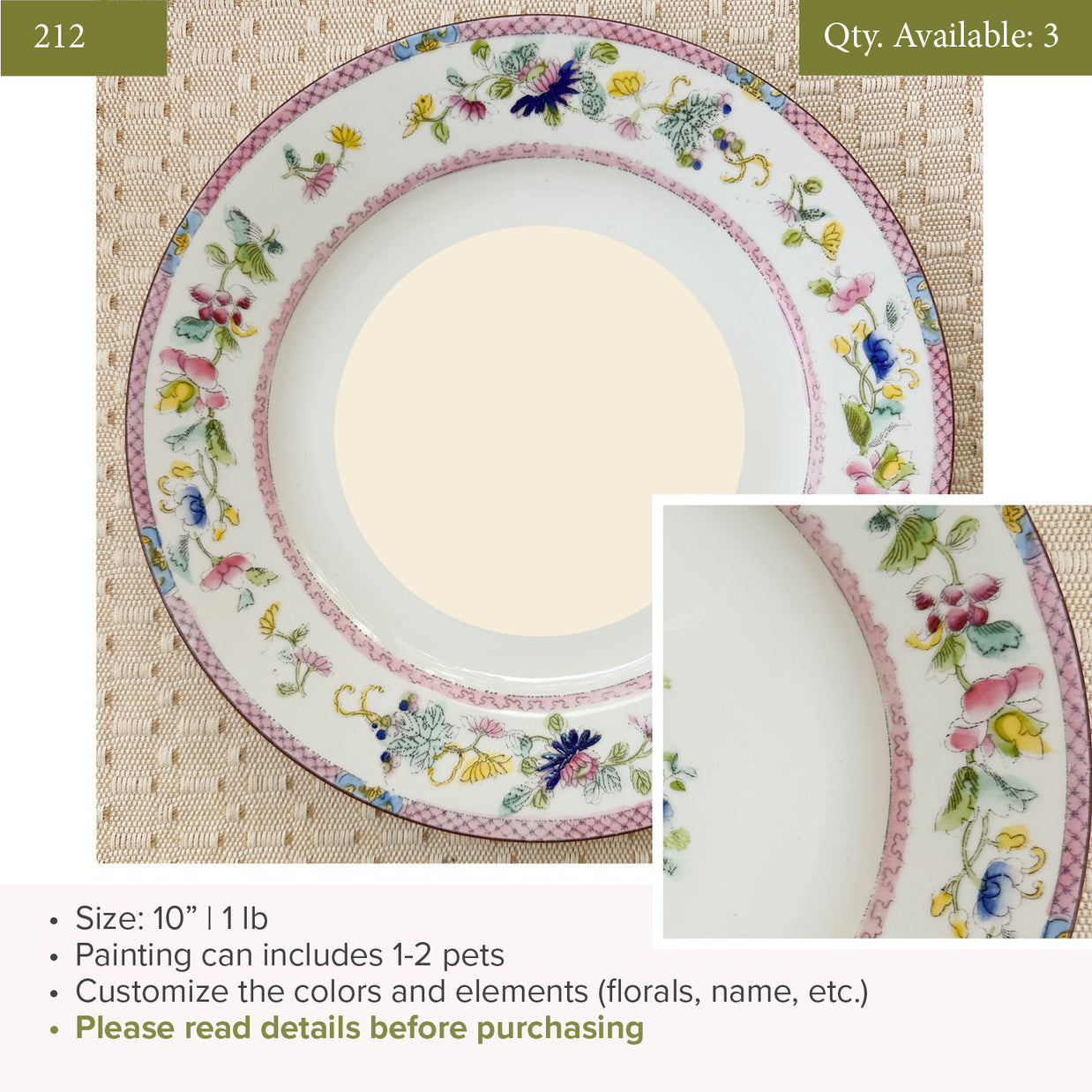 Plate 212 | 10" | Fits 1-2 Pets | 3 available