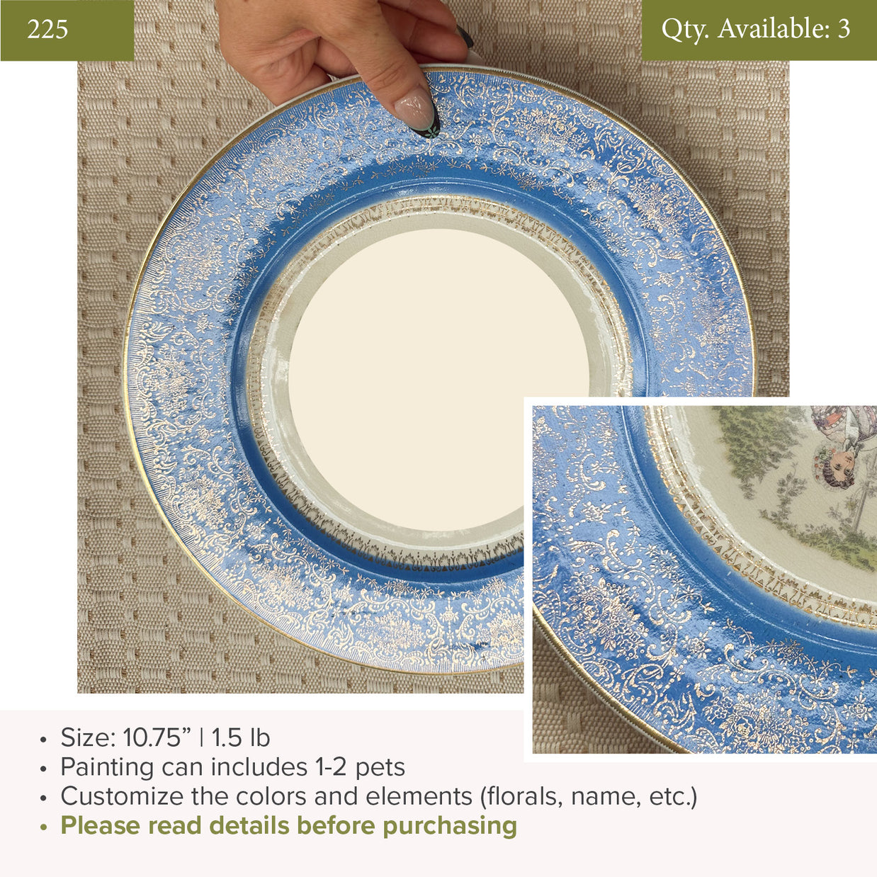 Plate 225 | 10.75" | Fits 1-2 Pets | 3 available
