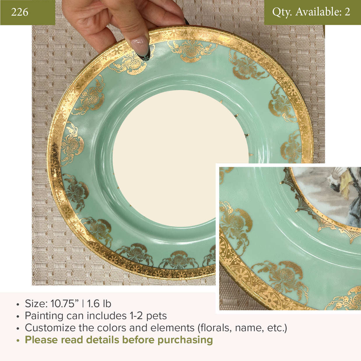Plate 226 | 10.75" | Fits 1-2 Pets | 2 available