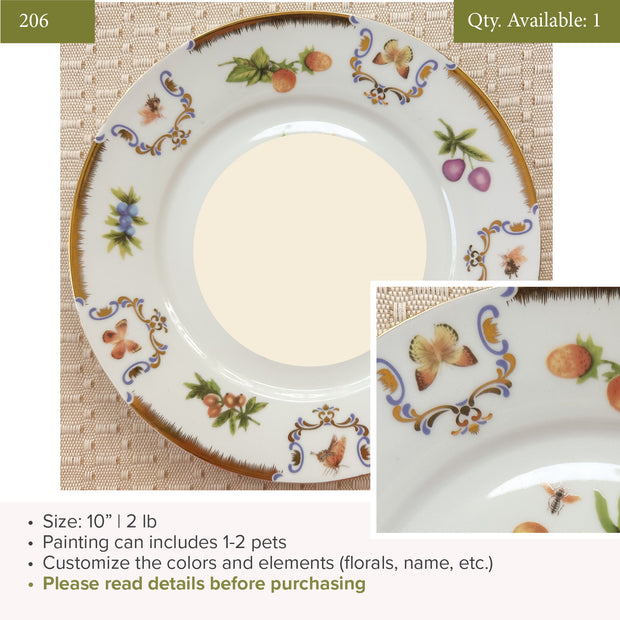Plate 206 | Florals & Fruit | 10" | Fits 1-2 Pets | 1 available