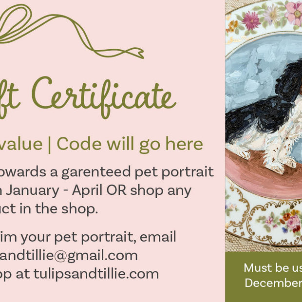 Gift Certificates - Ships in 2 weeks