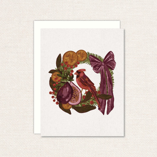 Cardinal Wreath Holiday Card