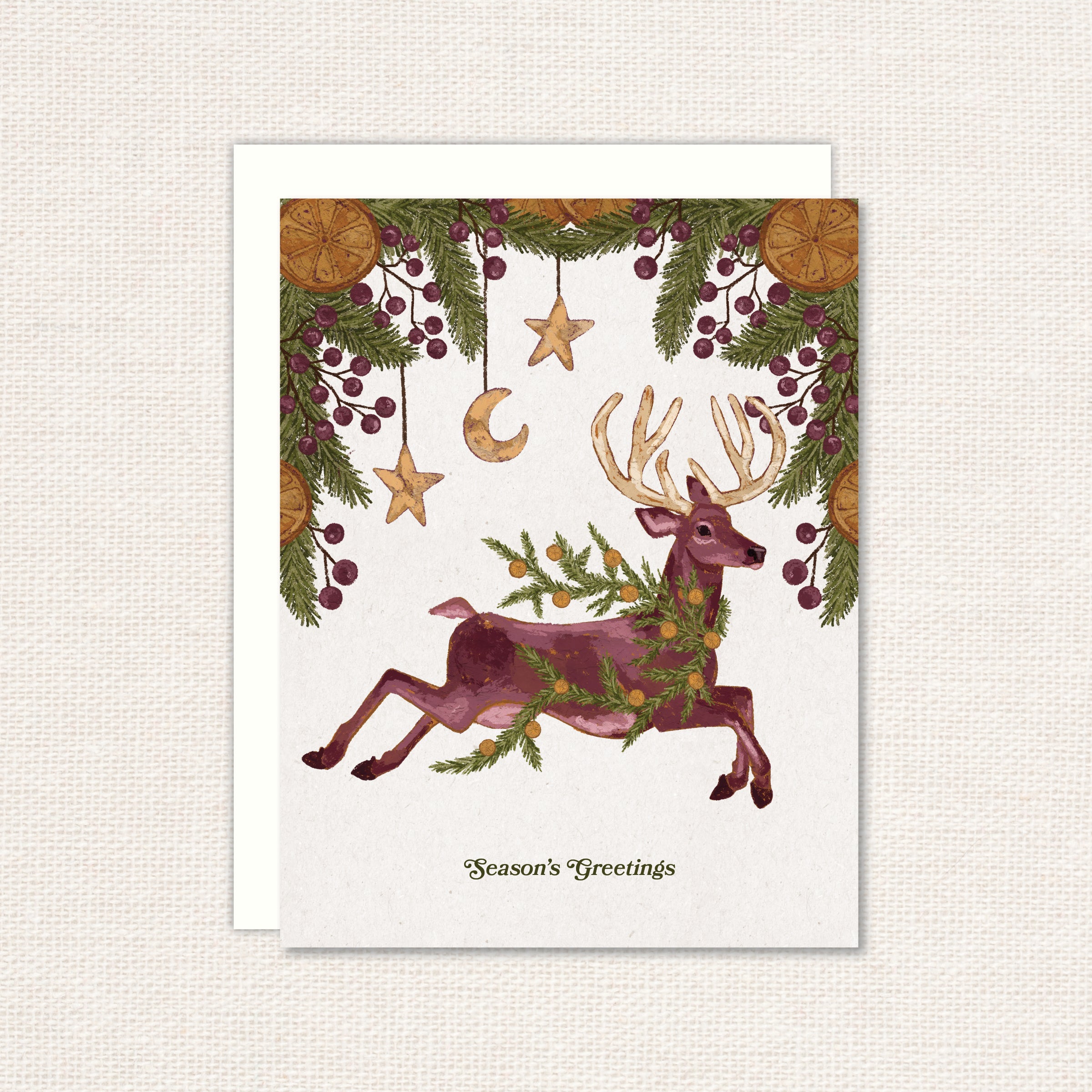Season's Greetings Woodland Deer Holiday Card