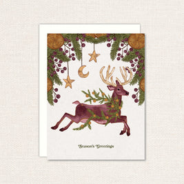 Season's Greetings Woodland Deer Holiday Card