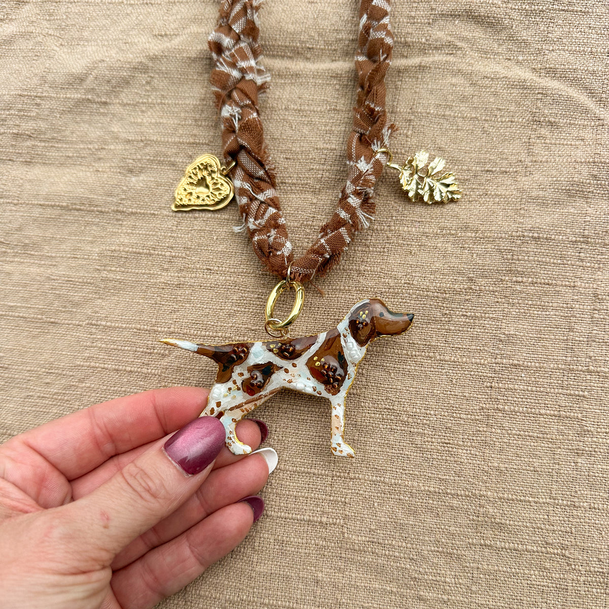 Bird Dog Statement Necklace with charms