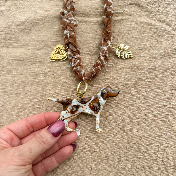 Bird Dog Statement Necklace with charms