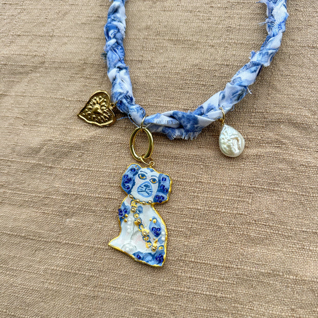 Vintage Staffordshire Statement Necklace with charms