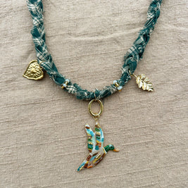 Mallard Duck Statement Necklace with charms