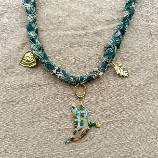 Mallard Duck Statement Necklace with charms