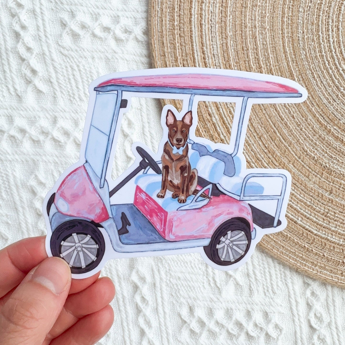 Pink Golf Cart Waterproof Sticker