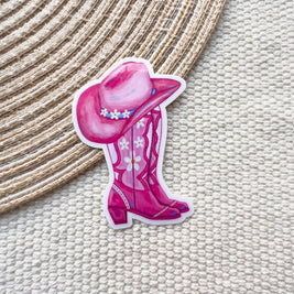 Pink Cowgirl Boots Waterproof Sticker