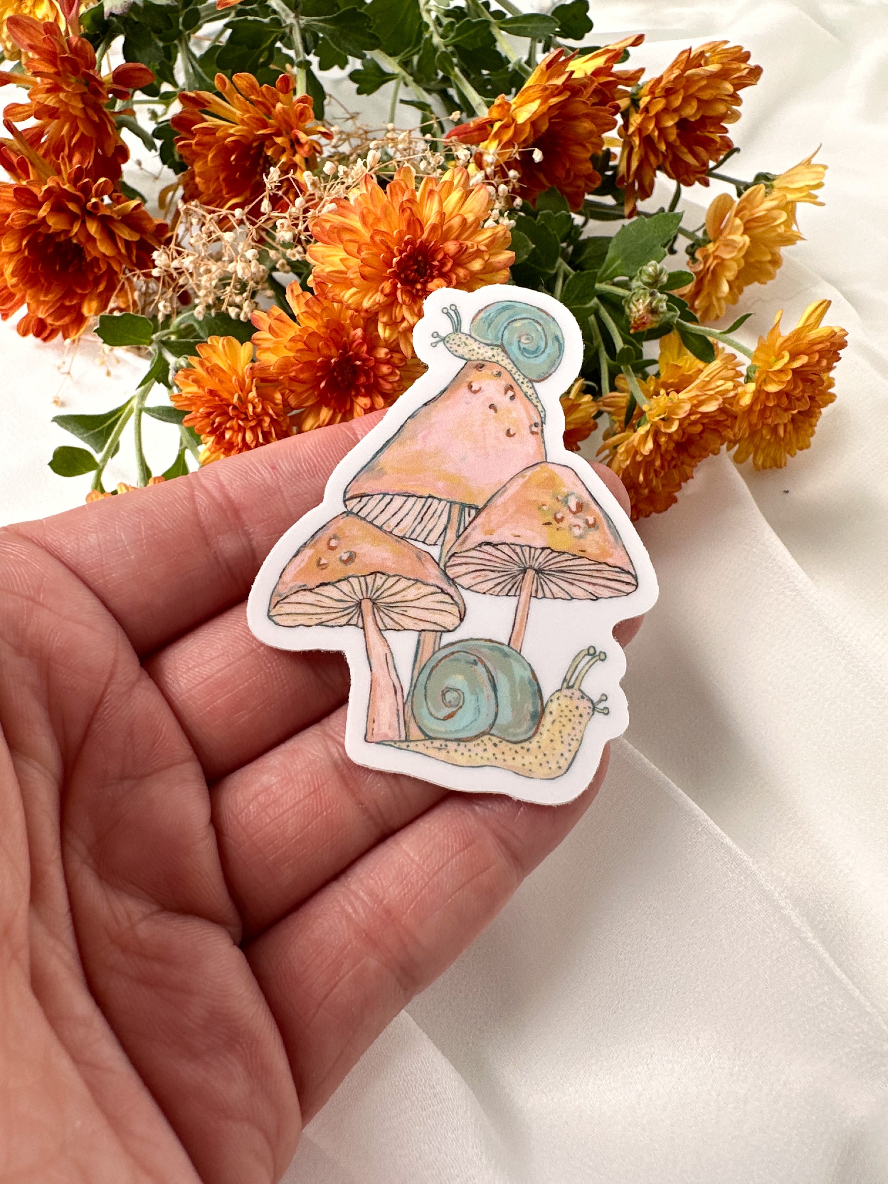 Mushrooms and Snails Waterproof Sticker