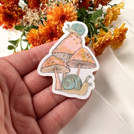 Mushrooms and Snails Waterproof Sticker