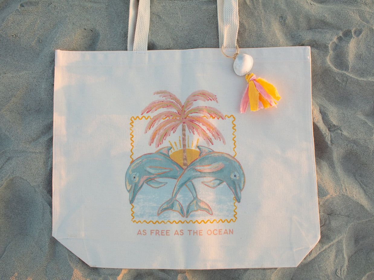 As Free As the Ocean Dolphin Tote Bag