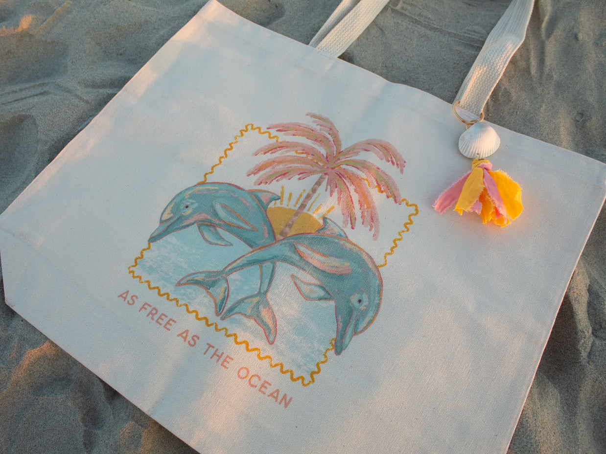 As Free As the Ocean Dolphin Tote Bag