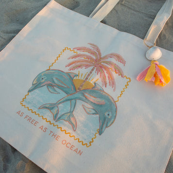 As Free As the Ocean Dolphin Tote Bag