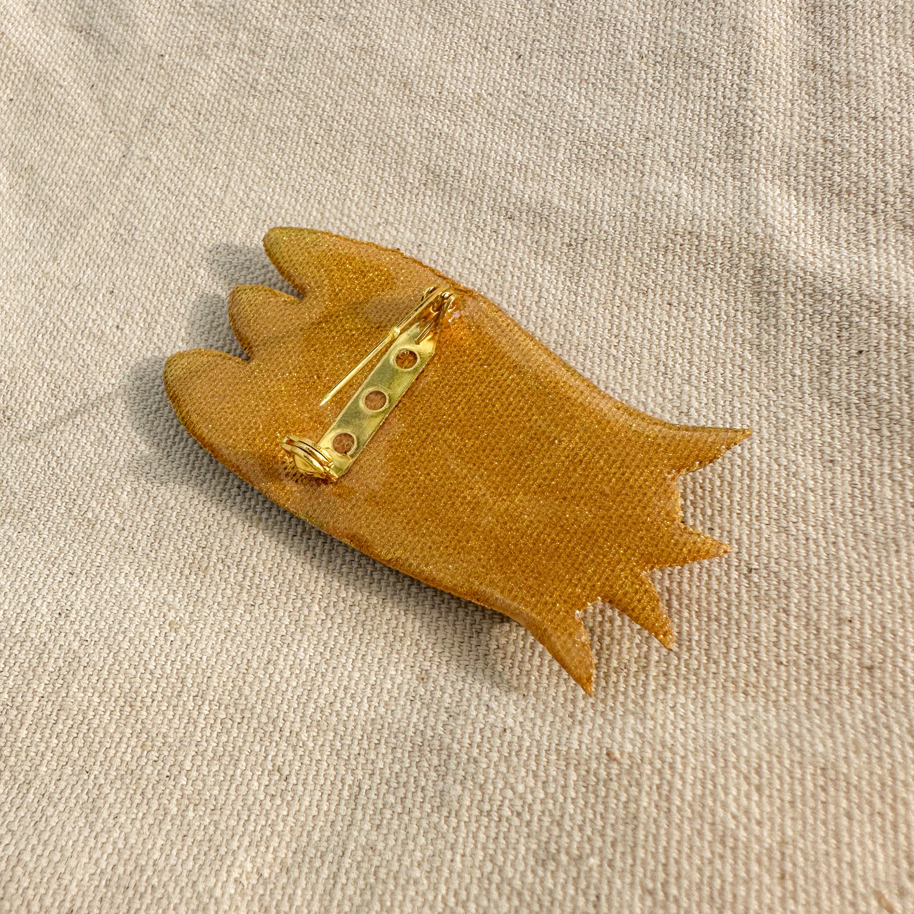 Hand-Painted Sardine Fish Brooch | Mixed Media Wearable Art Pin