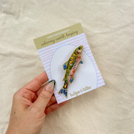 Hand-Painted fish Brooch | Mixed Media Wearable Art Pin