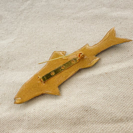 Hand-Painted fish Brooch | Mixed Media Wearable Art Pin