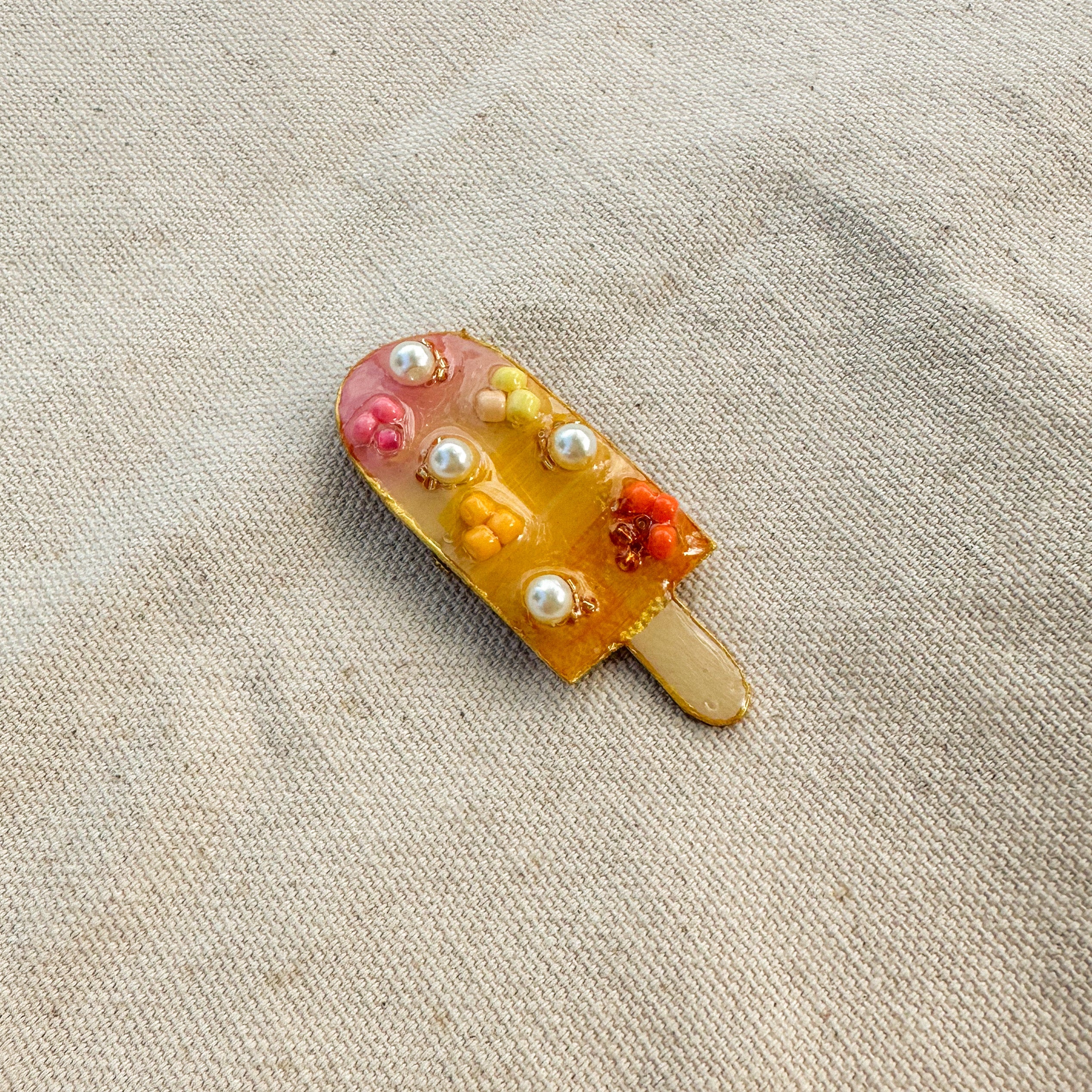 Hand-Painted Popsicle Brooch | Mixed Media Wearable Art Pin