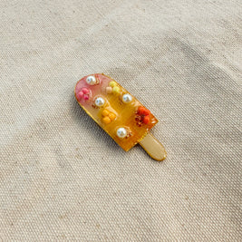 Hand-Painted Popsicle Brooch | Mixed Media Wearable Art Pin