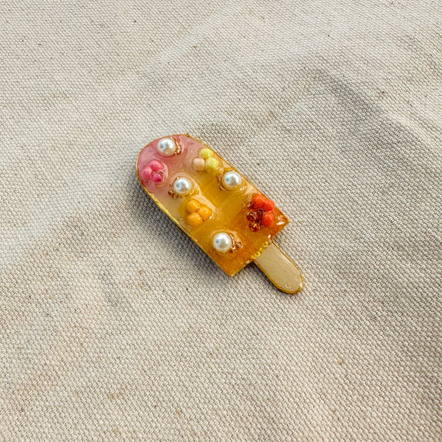 Hand-Painted Popsicle Brooch | Mixed Media Wearable Art Pin