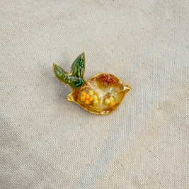 Hand-Painted Lemon Brooch | Mixed Media Wearable Art Pin