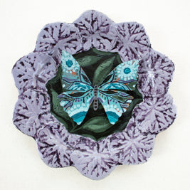 3D Butterfly Original Painting on Textured Paper and Ceramic Plate