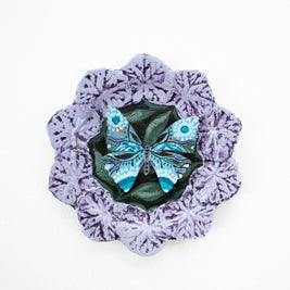 3D Butterfly Original Painting on Textured Paper and Ceramic Plate