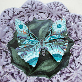3D Butterfly Original Painting on Textured Paper and Ceramic Plate