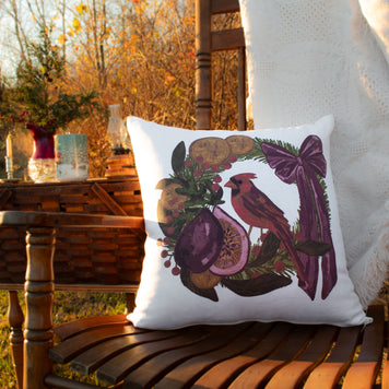 Woodland Cardinal & Wreath Holiday Pillow Case