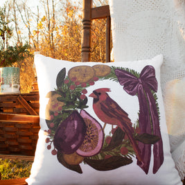 Woodland Cardinal & Wreath Holiday Pillow Case