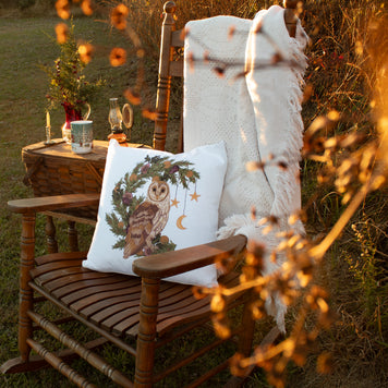 Woodland Owl & Wreath Holiday Pillow Case