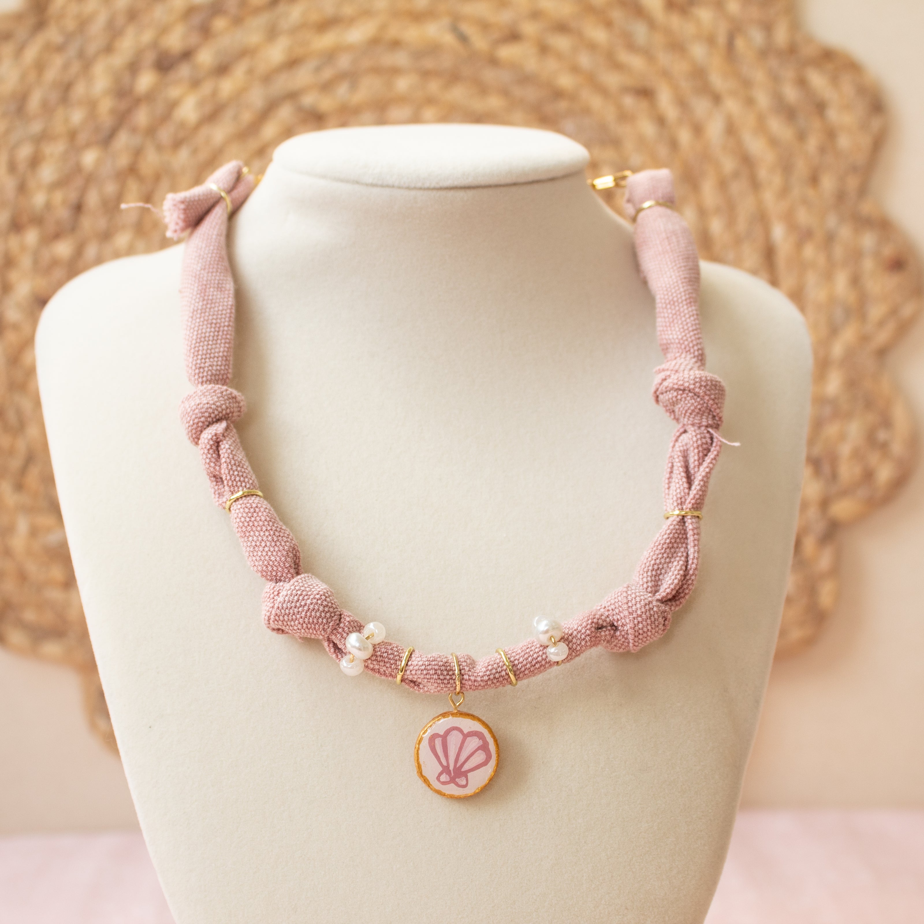 Pink Shell Bandana Necklace