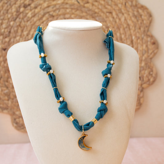 Teal Moon Bandana Necklace