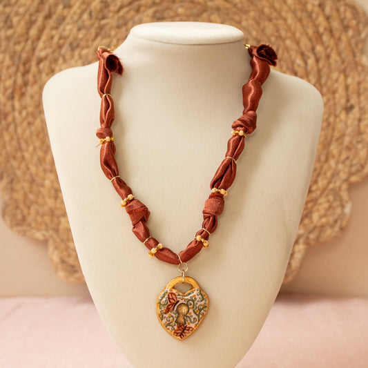 Butterfly Heart Locket Bandana Necklace