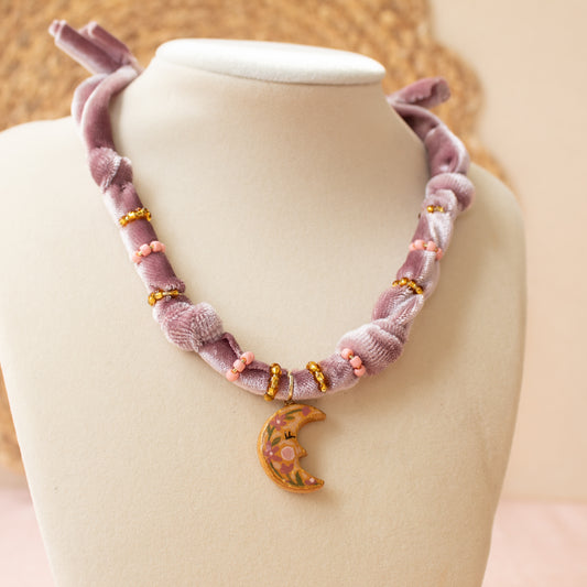 Whimsy Velvet Moon Bandana Necklace